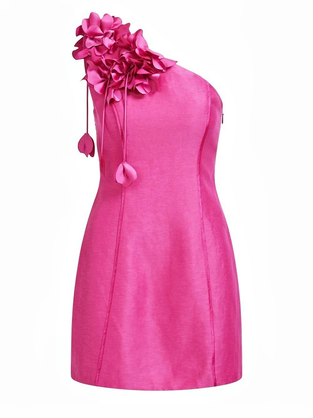 AJE Camille Floral-Appliqué One-Shoulder Pink Mini Dress 8 NWT